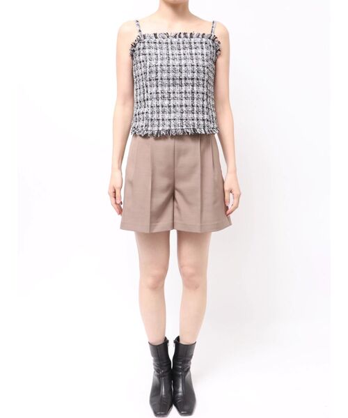 LAGUNAMOON（ラグナムーン）の「テープヤーンツイードキャミソール（キャミソール・レディース・ブラック/アイボリー・FREE）」の3枚目の写真