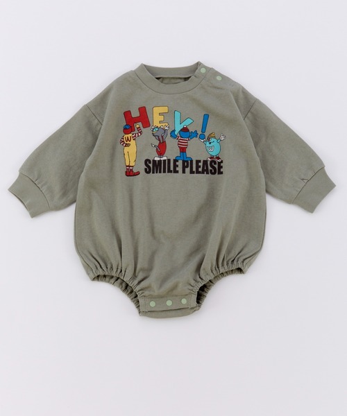Ocean&Ground(オーシャン&グラウンド)の「SMILE PLEASEプリントボディシャツ(その他ベビーウェア・キッズ・オリーブ/ブラック/キナリ・80/70)」の1枚目の写真