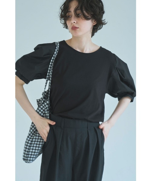 marjour(マージュール)の「SWITCHING LANTERN SLEEVE TEE(Tシャツ/カットソー・レディース・ブラック/オフホワイト・M)」の13枚目の写真