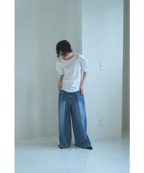 marjour(マージュール)の「SWITCHING LANTERN SLEEVE TEE(Tシャツ/カットソー・レディース・ブラック/オフホワイト・M)」の15枚目の写真