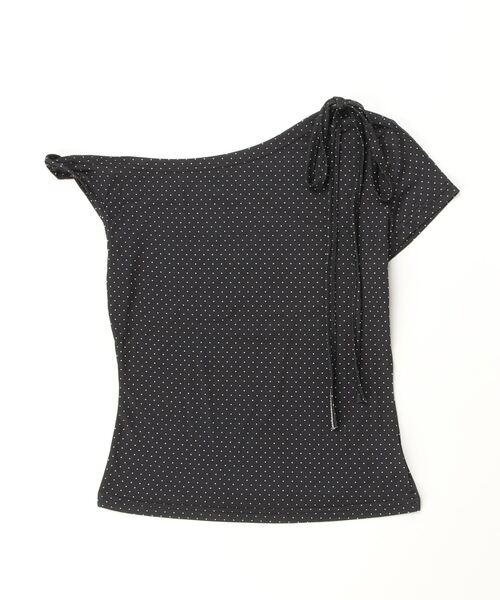 gossip!ロサンゼルス(ゴシップロサンゼルス)の「ハーフオープンショルダー アシンメトリートップス(Tシャツ/カットソー・レディース・ブラック/ホワイト・FREE)」の8枚目の写真