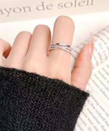 ファッションリング デザインリング ラインストーン パール