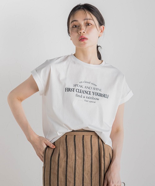 Droite lautreamont（ドロワットロートレアモン）の「【WEB限定】ドライタッチコットン英文ロゴT≪洗濯機で洗える≫（Tシャツ/カットソー・レディース・チャコールグレー/オフホワイト・M）」の2枚目の写真