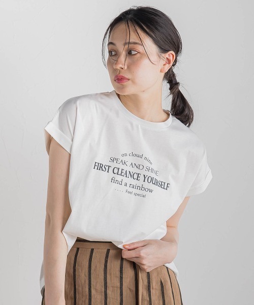 Droite lautreamont（ドロワットロートレアモン）の「【WEB限定】ドライタッチコットン英文ロゴT≪洗濯機で洗える≫（Tシャツ/カットソー・レディース・チャコールグレー/オフホワイト・M）」の4枚目の写真