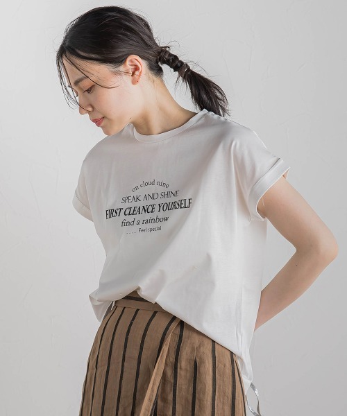 Droite lautreamont（ドロワットロートレアモン）の「【WEB限定】ドライタッチコットン英文ロゴT≪洗濯機で洗える≫（Tシャツ/カットソー・レディース・チャコールグレー/オフホワイト・M）」の5枚目の写真