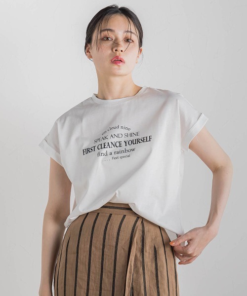 Droite lautreamont（ドロワットロートレアモン）の「【WEB限定】ドライタッチコットン英文ロゴT≪洗濯機で洗える≫（Tシャツ/カットソー・レディース・チャコールグレー/オフホワイト・M）」の3枚目の写真