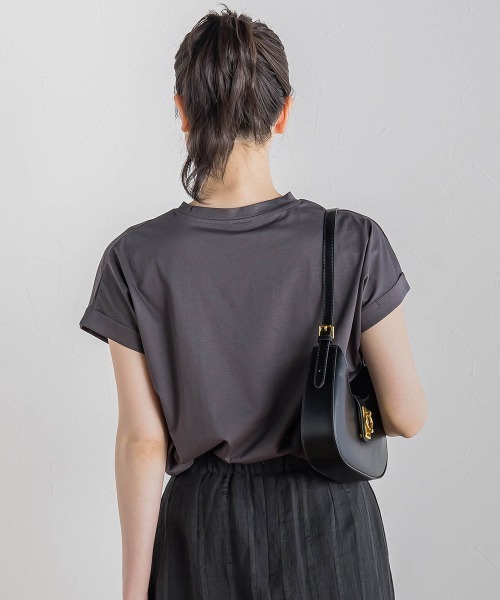 Droite lautreamont（ドロワットロートレアモン）の「【WEB限定】ドライタッチコットン英文ロゴT≪洗濯機で洗える≫（Tシャツ/カットソー・レディース・チャコールグレー/オフホワイト・M）」の13枚目の写真