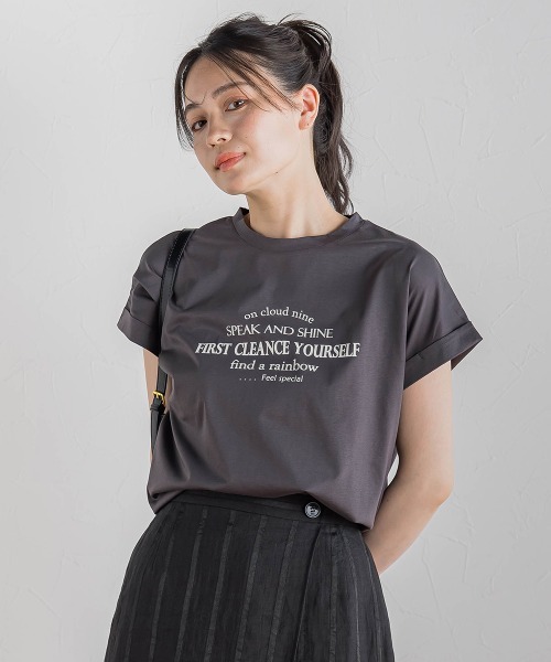 Droite lautreamont（ドロワットロートレアモン）の「【WEB限定】ドライタッチコットン英文ロゴT≪洗濯機で洗える≫（Tシャツ/カットソー・レディース・チャコールグレー/オフホワイト・M）」の15枚目の写真