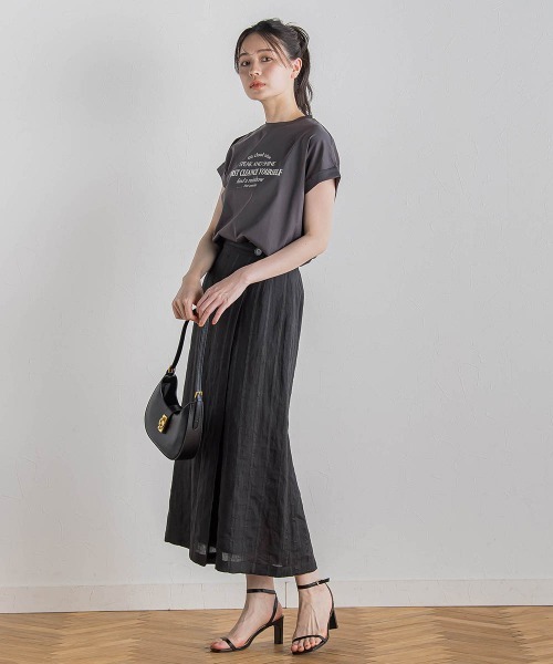 Droite lautreamont（ドロワットロートレアモン）の「【WEB限定】ドライタッチコットン英文ロゴT≪洗濯機で洗える≫（Tシャツ/カットソー・レディース・チャコールグレー/オフホワイト・M）」の20枚目の写真