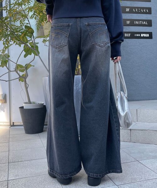 CIAOPANIC（チャオパニック）の「【CIAN DENIM/シアンデニム】スプリットフロントワイドデニム（デニムパンツ・レディース・ブルー/ブラック/グレー・X-SMALL/MEDIUM/SMALL）」の10枚目の写真