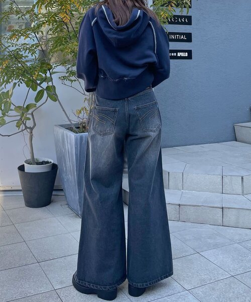 CIAOPANIC（チャオパニック）の「【CIAN DENIM/シアンデニム】スプリットフロントワイドデニム（デニムパンツ・レディース・ブルー/ブラック/グレー・X-SMALL/MEDIUM/SMALL）」の13枚目の写真