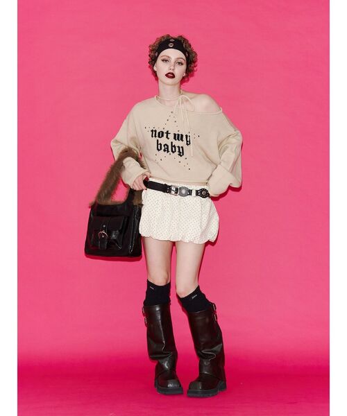 jouetie（ジュエティ）の「パターンバルーンミニスカパン ドット チェック（スカート・レディース・ブラック/オフホワイト/グリーン・MEDIUM）」の5枚目の写真