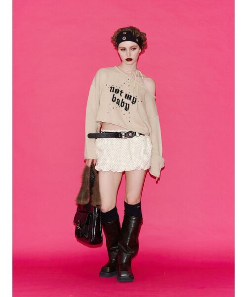 jouetie（ジュエティ）の「パターンバルーンミニスカパン ドット チェック（スカート・レディース・ブラック/オフホワイト/グリーン・MEDIUM）」の6枚目の写真