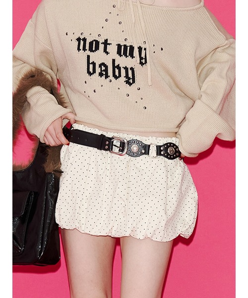 jouetie（ジュエティ）の「パターンバルーンミニスカパン ドット チェック（スカート・レディース・ブラック/オフホワイト/グリーン・MEDIUM）」の2枚目の写真