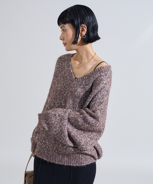 FREAK'S STORE（フリークスストア）の「メランジ Vネックニットプルオーバー（ニット/セーター・レディース・キャメル/ブルーグリーン/グレー・ﾌﾘ-）」の12枚目の写真