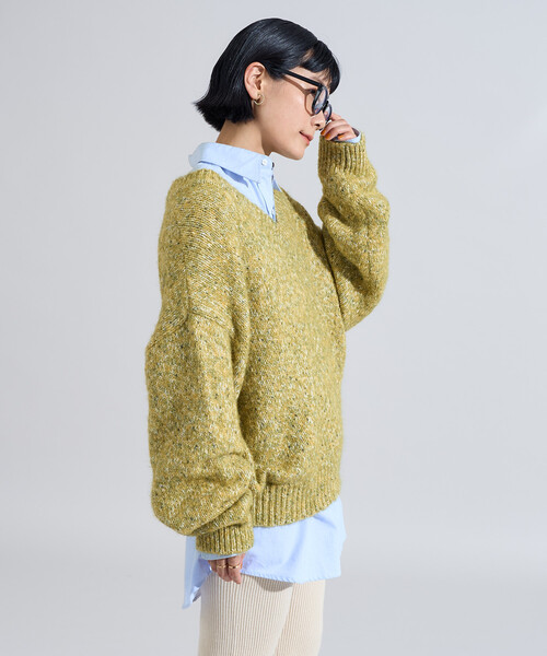 FREAK'S STORE（フリークスストア）の「メランジ Vネックニットプルオーバー（ニット/セーター・レディース・キャメル/ブルーグリーン/グレー・ﾌﾘ-）」の21枚目の写真