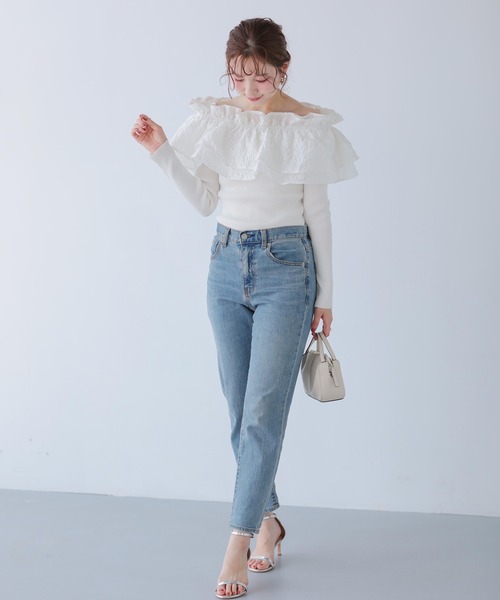 Fit more（フィットモア）の「ジャガードショルダーフリルリブニット（ニット/セーター・レディース・ホワイト/ピンク/ブラック・FREE）」の19枚目の写真