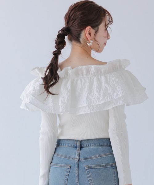 Fit more（フィットモア）の「ジャガードショルダーフリルリブニット（ニット/セーター・レディース・ホワイト/ピンク/ブラック・FREE）」の20枚目の写真