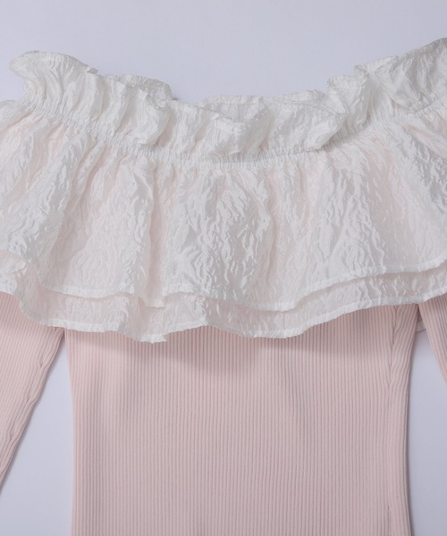 Fit more（フィットモア）の「ジャガードショルダーフリルリブニット（ニット/セーター・レディース・ホワイト/ピンク/ブラック・FREE）」の21枚目の写真