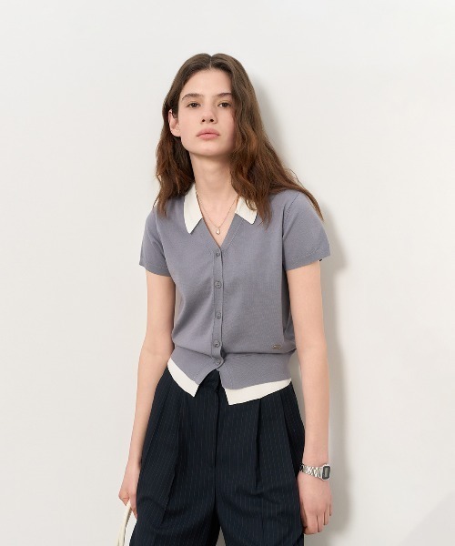 GENERAL IDEA(ジェネラルアイデア)の「GENERAL IDEA/ジェネラルアイディア tencel collar layered half cardigan カーディガン 冬服(カーディガン/ボレロ・レディース・ブラック/グレー/ベージュ・L/S/M)」の16枚目の写真