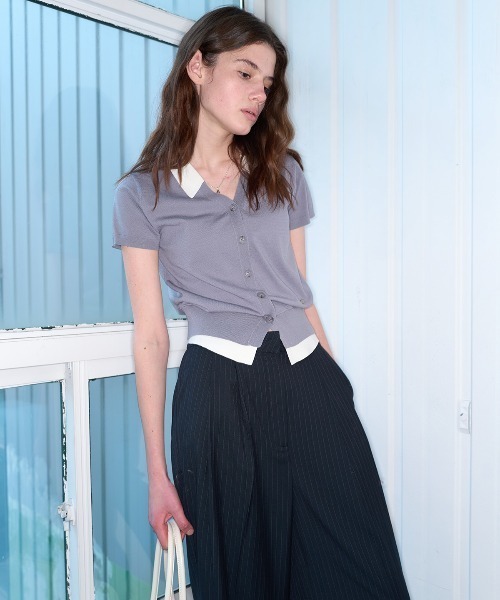 GENERAL IDEA(ジェネラルアイデア)の「GENERAL IDEA/ジェネラルアイディア tencel collar layered half cardigan カーディガン 冬服(カーディガン/ボレロ・レディース・ブラック/グレー/ベージュ・L/S/M)」の17枚目の写真