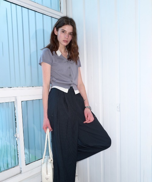 GENERAL IDEA(ジェネラルアイデア)の「GENERAL IDEA/ジェネラルアイディア tencel collar layered half cardigan カーディガン 冬服(カーディガン/ボレロ・レディース・ブラック/グレー/ベージュ・L/S/M)」の18枚目の写真