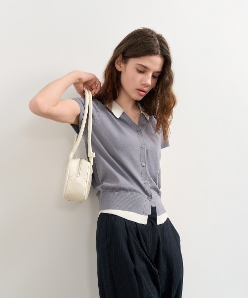 GENERAL IDEA(ジェネラルアイデア)の「GENERAL IDEA/ジェネラルアイディア tencel collar layered half cardigan カーディガン 冬服(カーディガン/ボレロ・レディース・ブラック/グレー/ベージュ・L/S/M)」の20枚目の写真