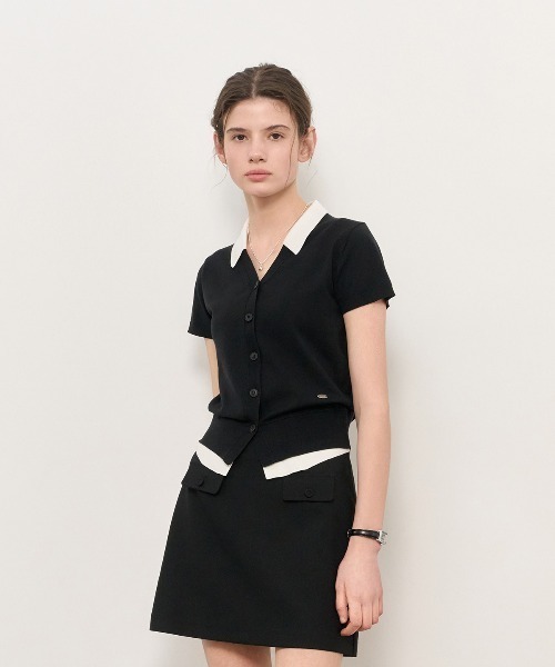 GENERAL IDEA(ジェネラルアイデア)の「GENERAL IDEA/ジェネラルアイディア tencel collar layered half cardigan カーディガン 冬服(カーディガン/ボレロ・レディース・ブラック/グレー/ベージュ・L/S/M)」の7枚目の写真