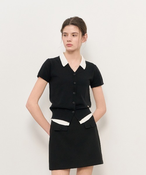 GENERAL IDEA(ジェネラルアイデア)の「GENERAL IDEA/ジェネラルアイディア tencel collar layered half cardigan カーディガン 冬服(カーディガン/ボレロ・レディース・ブラック/グレー/ベージュ・L/S/M)」の4枚目の写真