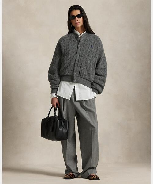 ケーブルニット ウールカシミヤ ボンバー ジャケット（ブルゾン