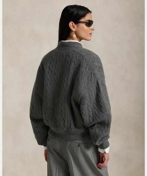 ケーブルニット ウールカシミヤ ボンバー ジャケット（ブルゾン