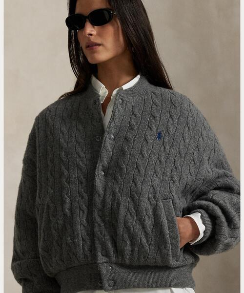 ケーブルニット ウールカシミヤ ボンバー ジャケット（ブルゾン