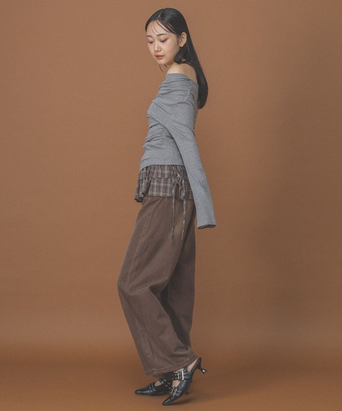 3.3 Field Trip （3.3フィールドトリップ）の「3.3 Field Trip／ラップチェックスカート（ベルト・レディース・ブラック/ブラウン・FREE）」の7枚目の写真