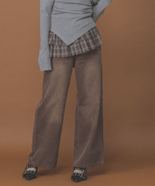 3.3 Field Trip （3.3フィールドトリップ）の「3.3 Field Trip／ラップチェックスカート（ベルト・レディース・ブラック/ブラウン・FREE）」の9枚目の写真