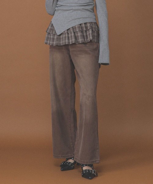 3.3 Field Trip （3.3フィールドトリップ）の「3.3 Field Trip／ラップチェックスカート（ベルト・レディース・ブラック/ブラウン・FREE）」の10枚目の写真