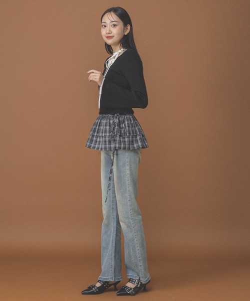 3.3 Field Trip （3.3フィールドトリップ）の「3.3 Field Trip／ラップチェックスカート（ベルト・レディース・ブラック/ブラウン・FREE）」の13枚目の写真