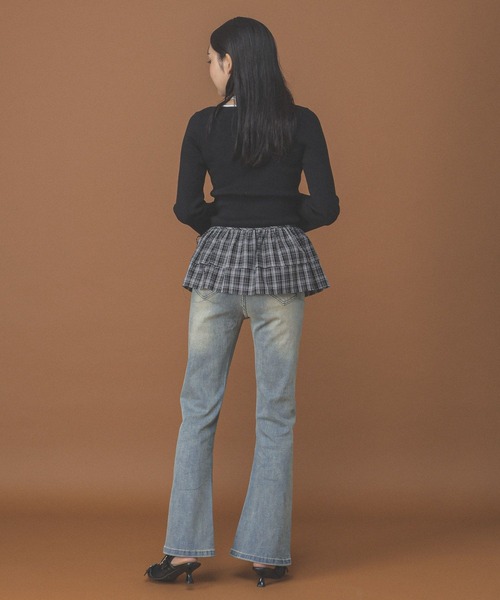 3.3 Field Trip （3.3フィールドトリップ）の「3.3 Field Trip／ラップチェックスカート（ベルト・レディース・ブラック/ブラウン・FREE）」の14枚目の写真