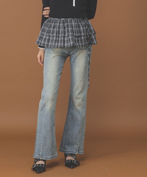 3.3 Field Trip （3.3フィールドトリップ）の「3.3 Field Trip／ラップチェックスカート（ベルト・レディース・ブラック/ブラウン・FREE）」の17枚目の写真