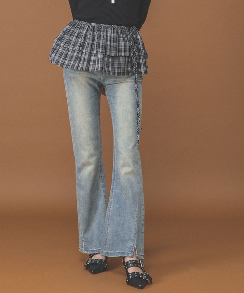 3.3 Field Trip （3.3フィールドトリップ）の「3.3 Field Trip／ラップチェックスカート（ベルト・レディース・ブラック/ブラウン・FREE）」の18枚目の写真