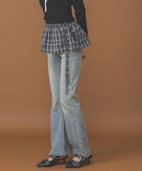 3.3 Field Trip （3.3フィールドトリップ）の「3.3 Field Trip／ラップチェックスカート（ベルト・レディース・ブラック/ブラウン・FREE）」の19枚目の写真