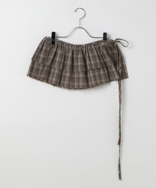 3.3 Field Trip （3.3フィールドトリップ）の「3.3 Field Trip／ラップチェックスカート（ベルト・レディース・ブラック/ブラウン・FREE）」の21枚目の写真