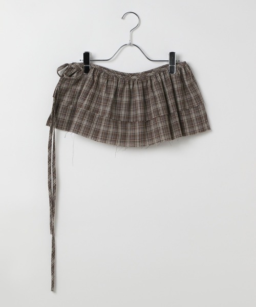 3.3 Field Trip （3.3フィールドトリップ）の「3.3 Field Trip／ラップチェックスカート（ベルト・レディース・ブラック/ブラウン・FREE）」の22枚目の写真