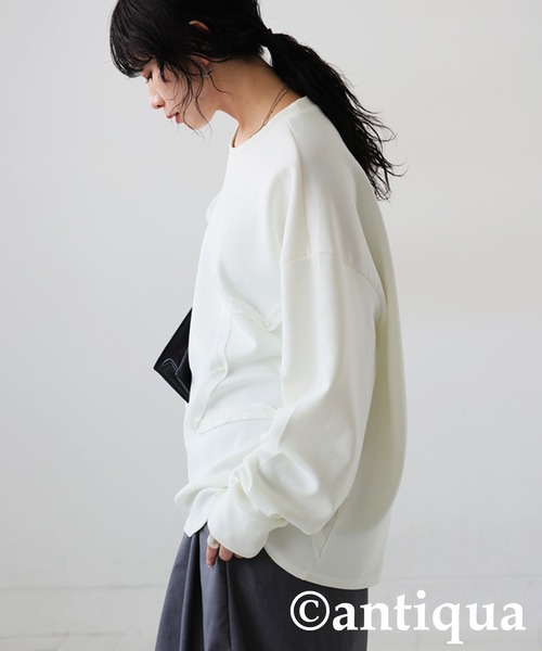 antiqua(アンティカ)の「星型テープ刺繍トップス(Tシャツ/カットソー・レディース・ブラック/ホワイト・ONESIZE)」の16枚目の写真