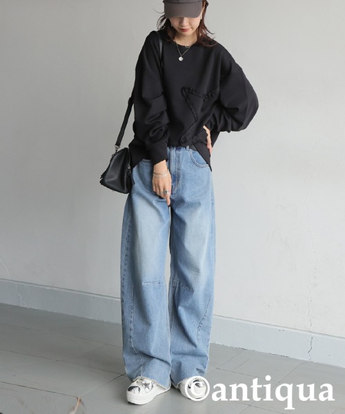 セール】星型テープ刺繍トップス（Tシャツ/カットソー）｜antiqua