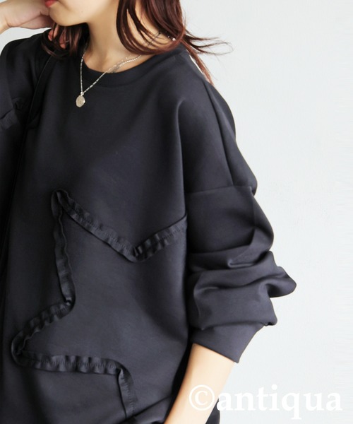antiqua(アンティカ)の「星型テープ刺繍トップス(Tシャツ/カットソー・レディース・ブラック/ホワイト・ONESIZE)」の13枚目の写真
