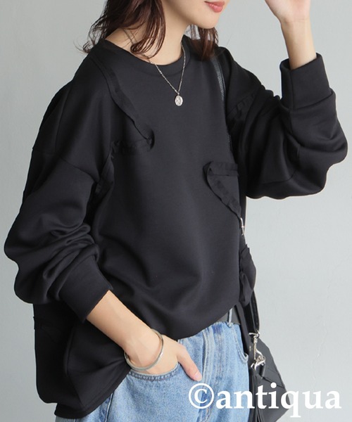 antiqua(アンティカ)の「星型テープ刺繍トップス(Tシャツ/カットソー・レディース・ブラック/ホワイト・ONESIZE)」の17枚目の写真