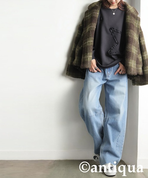 antiqua(アンティカ)の「星型テープ刺繍トップス(Tシャツ/カットソー・レディース・ブラック/ホワイト・ONESIZE)」の18枚目の写真