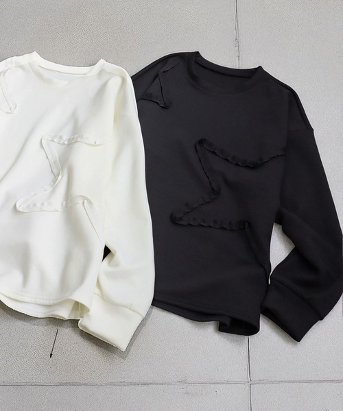 セール】星型テープ刺繍トップス（Tシャツ/カットソー）｜antiqua