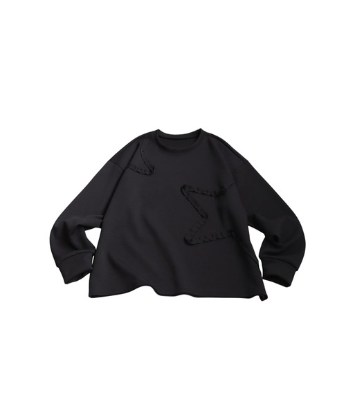 antiqua(アンティカ)の「星型テープ刺繍トップス(Tシャツ/カットソー・レディース・ブラック/ホワイト・ONESIZE)」の5枚目の写真