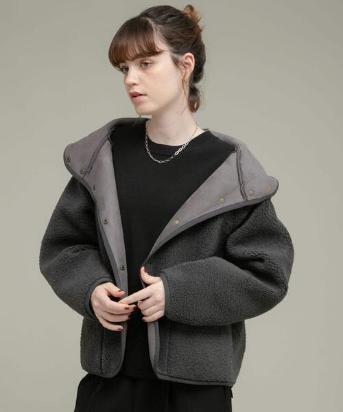 ムートンリバーシブルフーディーコート（ムートンコート